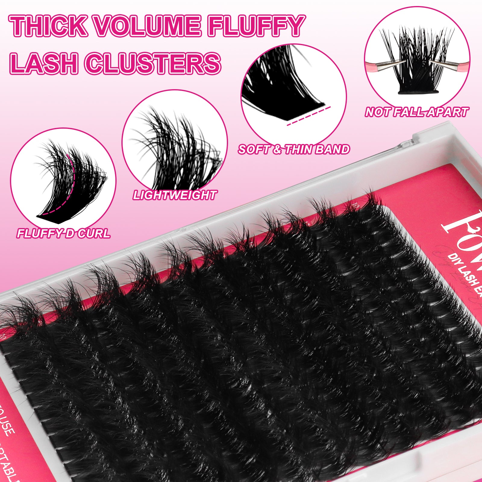 Fowendia™ 3D Fluffy Full Dramatic Style Cluster Lashes Kit- (60D-200D)