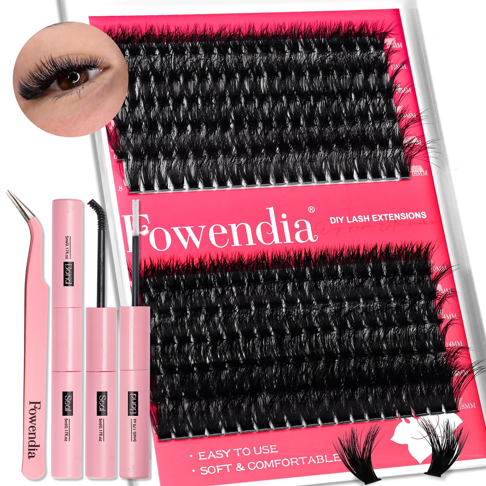 Fowendia™ 3D Fluffy Full Dramatic Style Cluster Lashes Kit- (60D-200D)