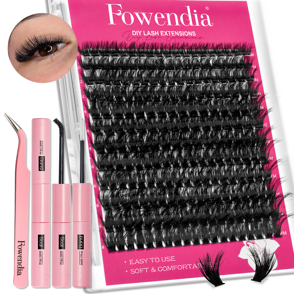 Fowendia™ 3D Fluffy Full Dramatic Style Cluster Lashes Kit- (60D-200D)