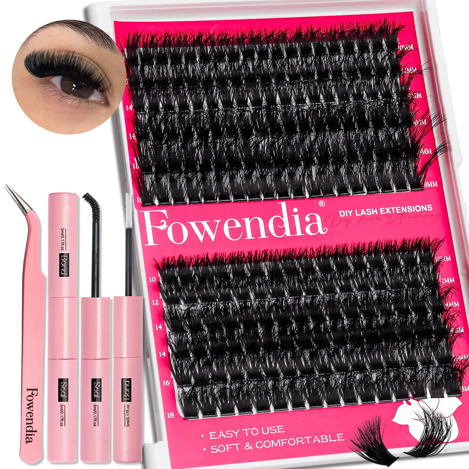 Fowendia™ 3D Fluffy Full Dramatic Style Cluster Lashes Kit- (60D-200D)