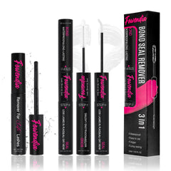 Fowendia lash product set including remover, bond, seal, and step 3-in-1 on a white background