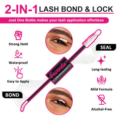 Fowenida Lash bond and lock product with features listed on a white background