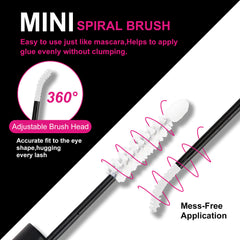 Fowendia bond and seal mini spiral brush with features highlighted on a black and white background