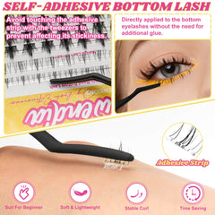 Fowendia Self-adhesive Bottom Lashes - Manga Style Cluster Lashes