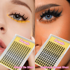 Side-by-side comparison of the California and Wanna Be styles of Fowendia false eyelashes.