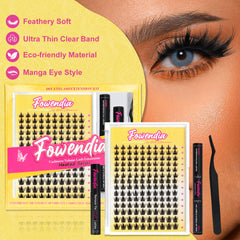 Fowendia™ Manga Style Cluster Lashes Kit - Kurz