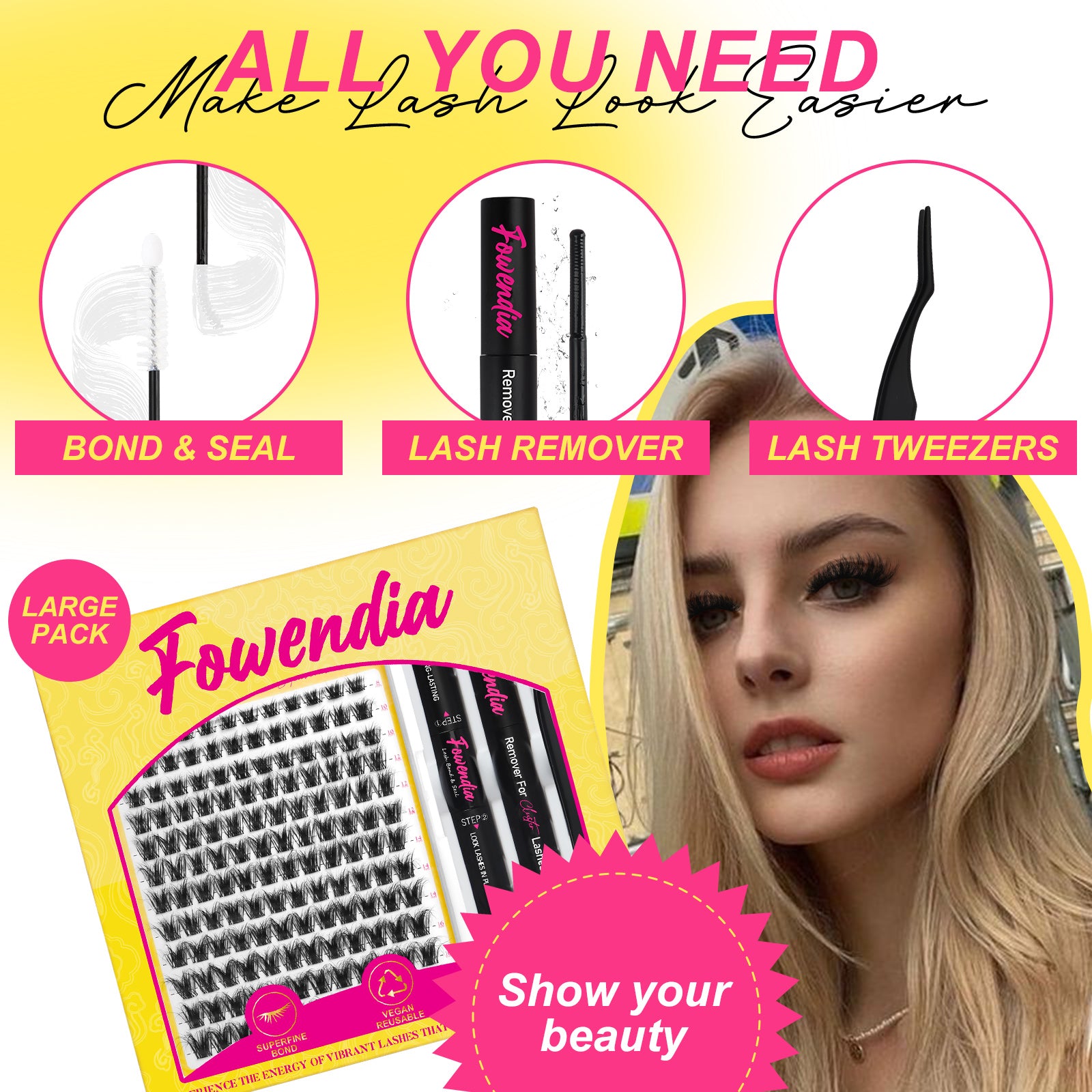 Fowendia™ 3D Fluffy Volumen-Stil Cluster Lashes Kit