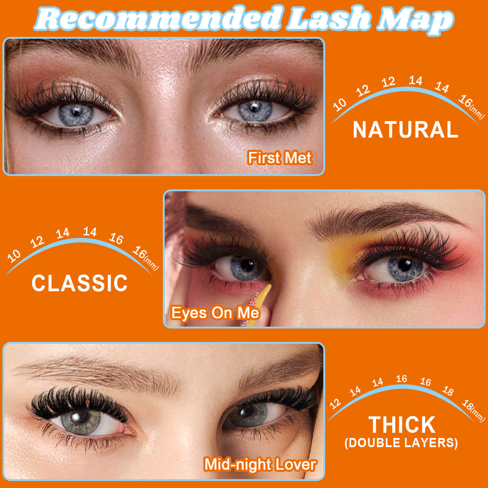 Fowendia Recommended lash map for 'First Met', 'Eyes on Me' and 'Midnight Lover'.