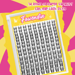 Fowendia false eyelashes packaging with pink and yellow background